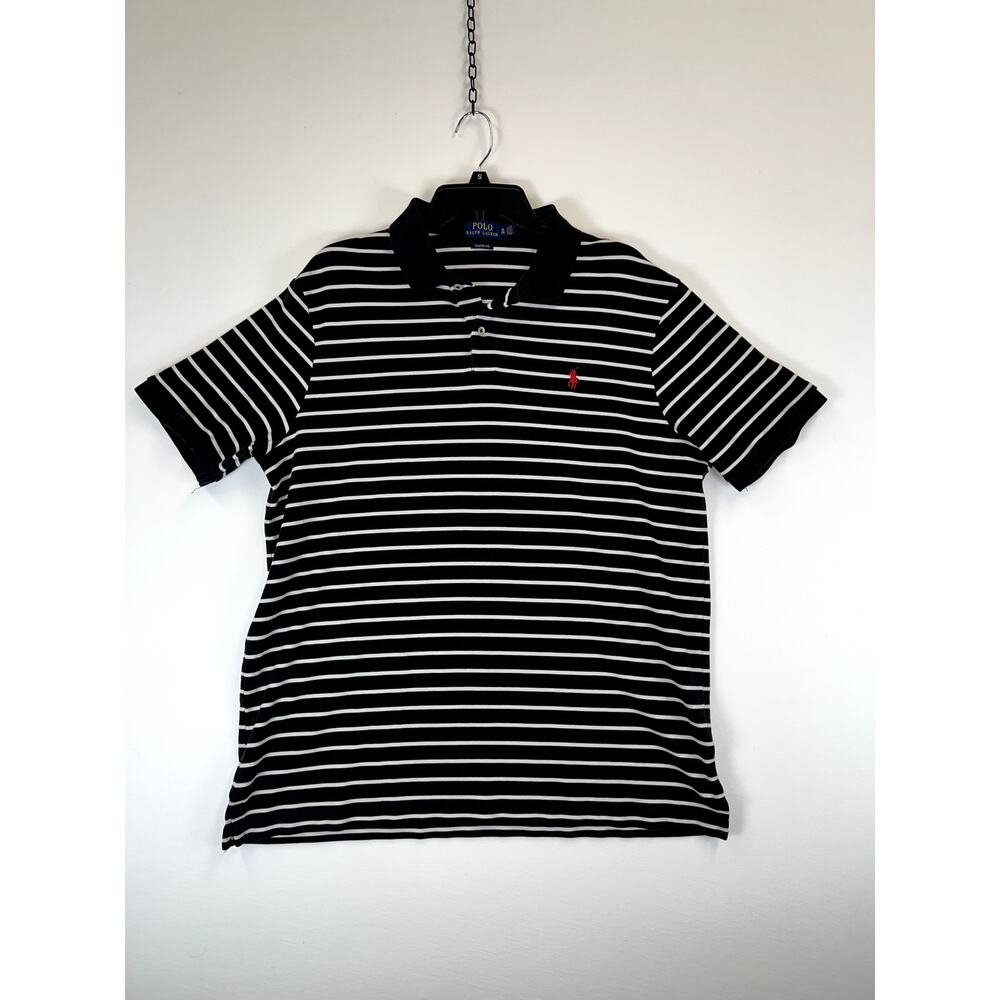 Polo Ralph Lauren Men's Polo Extra Large Black Striped 100% Cotton